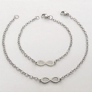 PULSEIRA EM AÇO INOXIDÁVEL - (08) - PULSEIRA MÃE E FILHA INFINITO 19/15CM - FECHO LAGOSTA - COMPOSIÇÃO: AÇO INOXIDÁVEL - (ACO0221)ACPS000748