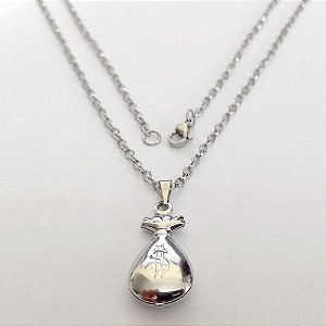 GARGANTILHA EM AÇO INOXIDÁVEL - CORRENTE DE 50CM (13) PINGENTE SAQUINHO DE DINHEIRO 12MM - ACGG000528