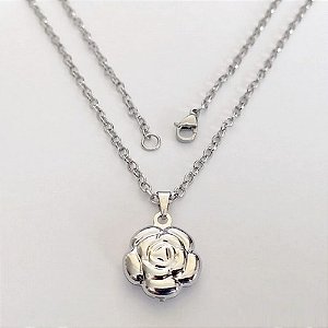 GARGANTILHA EM AÇO INOXIDÁVEL - CORRENTE DE 45CM (13) PINGENTE FLOR 14MM - ACGG000530