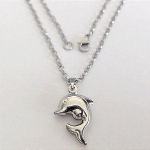 GARGANTILHA EM AÇO INOXIDÁVEL - CORRENTE DE 45CM (13) PINGENTE GOLFINHO 15MM - ACGG000531