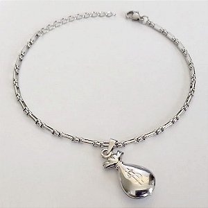 PULSEIRA EM AÇO INOXIDÁVEL - (BCOL058) - PULSEIRA 18CM COM PINGENTE SAQUINHO DE DINHEIRO 12MM - FECHO LAGOSTA - COMPOSIÇÃO: AÇO INOXIDÁVEL - ACPS000749
