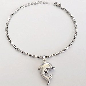 PULSEIRA EM AÇO INOXIDÁVEL - (BCOL058) - PULSEIRA 18CM COM PINGENTE GOLFINHO 15MM - FECHO LAGOSTA - COMPOSIÇÃO: AÇO INOXIDÁVEL - ACPS000751