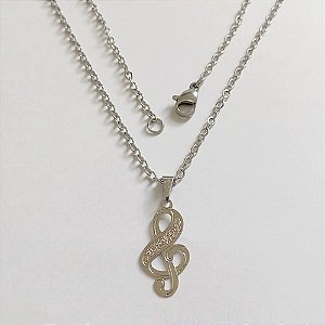 GARGANTILHA EM AÇO INOXIDÁVEL - CORRENTE DE 50CM (ACO03C) PINGENTE SÍMBOLO MUSICAL(ACO0297) - ACGG000550