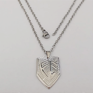 GARGANTILHA EM AÇO INOXIDÁVEL - CORRENTE DE 50CM (ACO03C) PINGENTE ESCUDO FÉ 2,5X2MM( AÇO0317) - ACGG000555