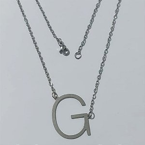 GARGANTILHA EM AÇO INOXIDÁVEL - GARGANTILHA COM CORRENTE 42CM E PINGENTE LETRA "G" 28MM - COMPOSIÇÃO: AÇO INOXIDÁVEL (AÇO2252) - ACGG000559