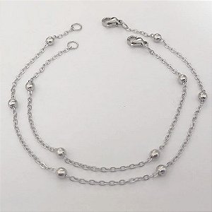 PULSEIRA EM AÇO INOXIDÁVEL - PULSEIRA DE BOLINHAS MÃE E FILHA - TAMANHOS 15 E 18CM - FECHO LAGOSTA - COMPOSIÇÃO: AÇO INOXIDÁVEL - ACPS000760