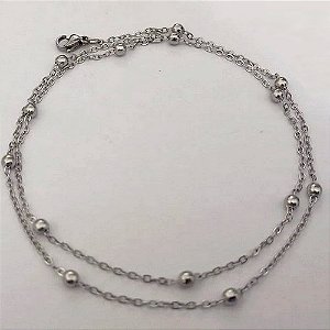 CORRENTE EM AÇO INOXIDÁVEL - CORRENTE COM BOLINHAS - TAMANHO 45CM - FECHO LAGOSTA - COMPOSIÇÃO: AÇO INOXIDÁVEL - ACCR000223