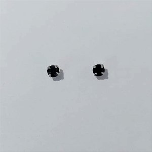 BRINCO EM AÇO INOXIDÁVEL - BRINCO AÇO INOX STRASS PRETA 4MM - COMPOSIÇÃO: AÇO INOXIDÁVEL - (AÇO3010)- ACBR000528