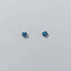 BRINCO EM AÇO INOXIDÁVEL - BRINCO AÇO INOX STRASS AZUL 3MM - COMPOSIÇÃO: AÇO INOXIDÁVEL - (AÇO3013)- ACBR000533