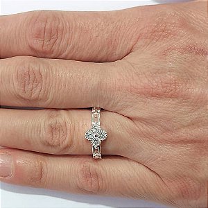 ANEL FOLHEADO A PRATA COM 50 MILÉSIMOS + VERNIZ DIAMOND ANEL COM ZIRCÔNIAS PRAN000081