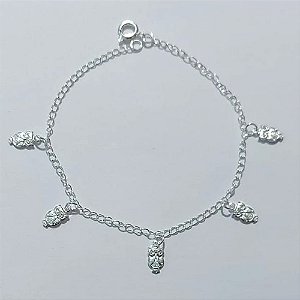 PULSEIRA FOLHEADO A PRATA COM 50 MILÉSIMOS + VERNIZ DIAMOND - PULSEIRA 18CM COM MINI CORUJINHAS - PRPS001280