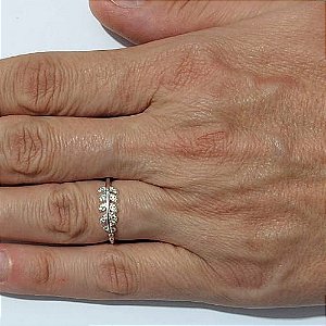 ANEL FOLHEADO A PRATA COM 50 MILÉSIMOS + VERNIZ DIAMOND ANEL COM FOLHAS COM MICRO ZIRCÔNIAS PRAN000082