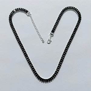SHOCKER FOLHEADA A PRATA COM 50 MILÉSIMOS + VERNIZ DIAMOND SHOCKER 40CM COM ZIRCÔNIAS PRETAS FECHO LAGOSTA PRSH000220