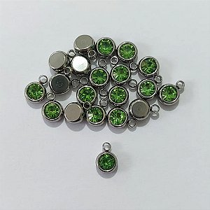 ACESSÓRIOS EM AÇO INOXIDÁVEL - PINGENTE SOLITÁRIO COM PEDRA EM ZIRCÔNIA VERDE CLARA 6MM - ACAC000070