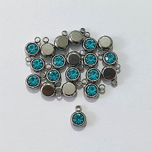 ACESSÓRIOS EM AÇO INOXIDÁVEL - PINGENTE SOLITÁRIO COM PEDRA EM ZIRCÔNIA AZUL 6MM - ACAC000071