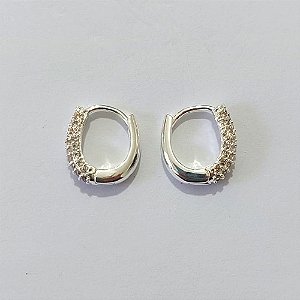 BRINCO FOLHEADO A PRATA + VERNIZ DIAMOND - BRINCO 3 FILEIRAS DE MICRO ZIRCÔNIAS 12MM LARGURA 3MM PRBR001601