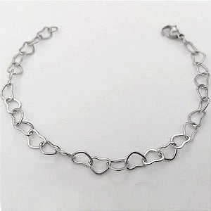 PULSEIRA EM AÇO INOXIDÁVEL - PULSEIRA CORRENTE CORAÇÃO 18CM 5MM - ACPS000767