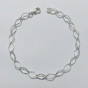 PULSEIRA FOLHEADA A PRATA COM 50 MILÉSIMOS + VERNIZ DIAMOND - PULSEIRA 22CM PRPS001298