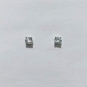 BRINCO FOLHEADO A PRATA + VERNIZ DIAMOND - BRINCO DE PINO COM ZIRCÔNIA REDONDA 6MM PRBR001606