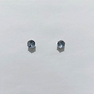 BRINCO FOLHEADO A PRATA + VERNIZ DIAMOND - BRINCO DE PINO COM ZIRCÔNIA LILÁS REDONDA 6MM PRBR001608
