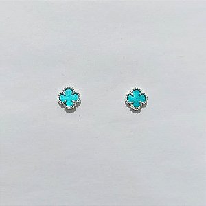 BRINCO FOLHEADO A PRATA + VERNIZ DIAMOND - BRINCO DE PINO TREVO VERDE 6MM PRBR001615
