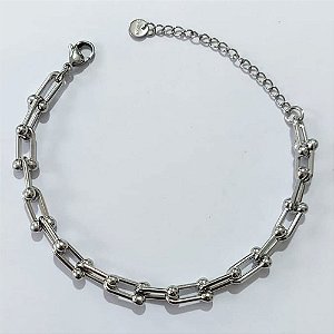 PULSEIRA EM AÇO INOXIDÁVEL - PULSEIRA 16CM COM ELOS DEGRADÊ + EXTENSOR E FECHO LAGOSTA - ACPS000773