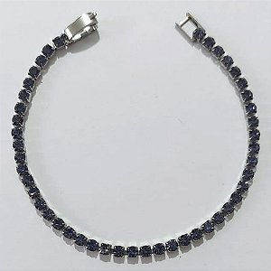 PULSEIRA EM AÇO INOXIDÁVEL - PULSEIRA 16CM COM ZIRCÔNIAS ROXAS E FECHO DE TRAVA ACPS000779