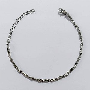 PULSEIRA EM AÇO INOXIDÁVEL - PULSEIRA DUPLA TRANÇADA 16CM + EXTENSOR ACPS000803