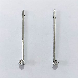 BRINCO EM AÇO INOXIDÁVEL- BRINCO DE PINO COM BASE LISA FINA COM ZIRCÔNIA REDONDA 4MM ACBR000554