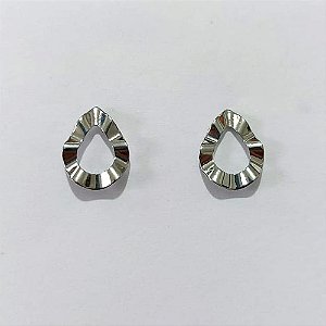 BRINCO EM AÇO INOXIDÁVEL- BRINCO DE PINO GOTA MARTELADA 10MM ACBR000556