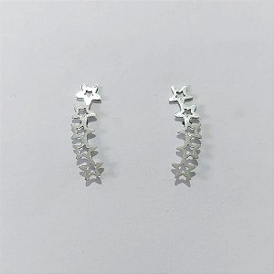 BRINCO EM AÇO INOXIDÁVEL- BRINCO DE PINO ESTRELAS VAZADAS 6X20MM ACBR000559