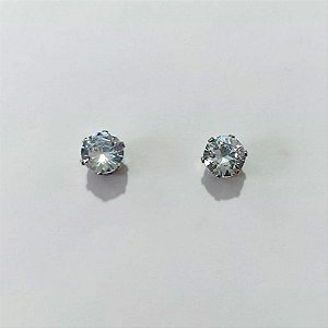 BRINCO EM AÇO INOXIDÁVEL- BRINCO DE PINO ZIRCÔNIA REDONDA 8MM ACBR000564