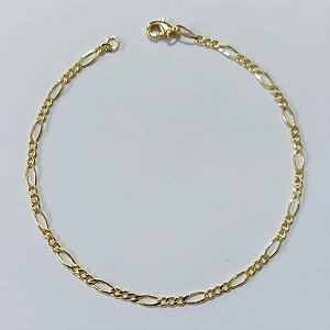PULSEIRA FOLHEADA A OURO - BANHADO COM 3 MILÉSIMOS + VERNIZ DIAMOND - PULSEIRA 3X1 20CM LARGURA 2MM OUPS000198