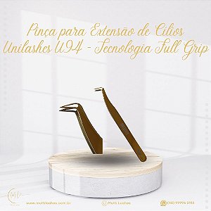Pinça extensão de cílios UNILASHES DOURADA U94 - Tecnologia Full Grip