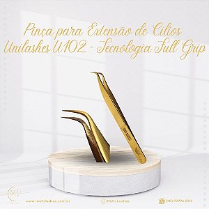 Pinça extensão de cílios UNILASHES U102 - Tecnologia Full Grip