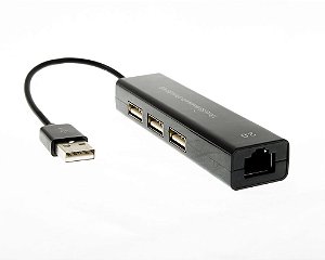 Adaptador Hub USB para Rede RJ45 Fast Ethernet