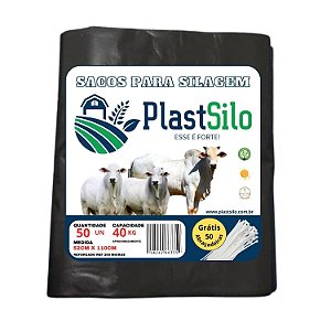 Saco Para Silagem Preto Pacote Com 50 Unidades + 50 Abraçadeiras