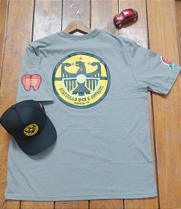 Camiseta Aircooled 043 e Antigos CINZA com logo de apoio nas mangas