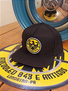 Boné Aircooled 043 e Antigos PRETO com bandeira da Alemanha Aba RETA