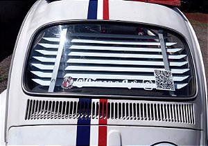 Persiana Fixa para Fusca 1967 ao 1996 Cinza Claro com palhetas em alumínio na cor branca (LEIA O ANÚNCIO)