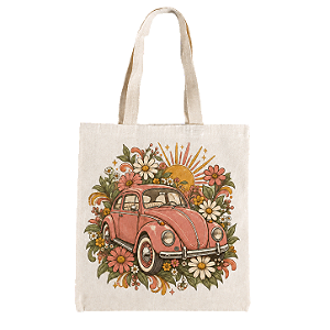 Ecobag Fusca Rosa com Flores