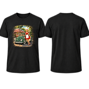 Camiseta Pin UP fusca verde saia e blusa - UNISSEX