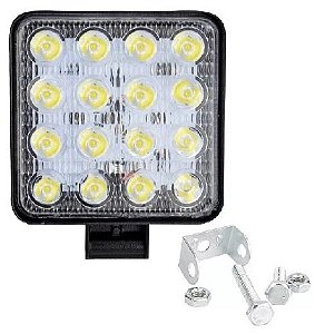 FAROL MILHA LED AUXILIAR QUADRADO MEDIO 16 LEDS 48W BIVOLT (MO-48W)