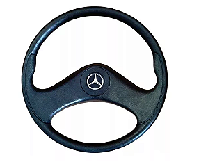 VOLANTE DIREÇÃO PRETO COM ESTRIA E CHAVETA EMBLEMA 43CM - MERCEDES 709 / 710 (6954647001 / 002282)