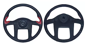 VOLANTE DIREÇÃO ESPORT 445MM PRETO / VERMELHO COM BOTÃO COM CHAVE - MERCEDES (3454607003 / 008219)