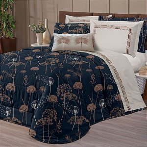 Kit Edredom Queen 5 Peças Estampado Premium Algodão