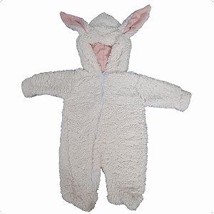 Macacão Coelhinho Bebê Sherpa Macio Quentinho Com Zíper