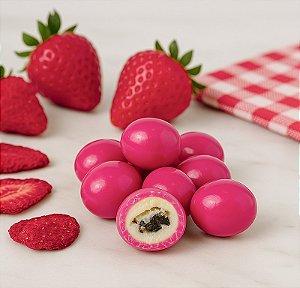 Dragge morango chocolate branco zero açucar