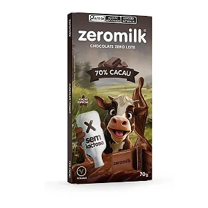 Chocolate Vegano 70% Cacau 70g - Zeromilk