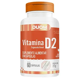 Vitamina D2 Ergocalciferol 2000ui 60 Capsulas Vegetarianas - Duom